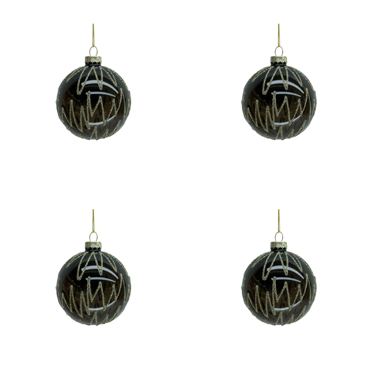 Julekugle m. zigsagger, 4 stk